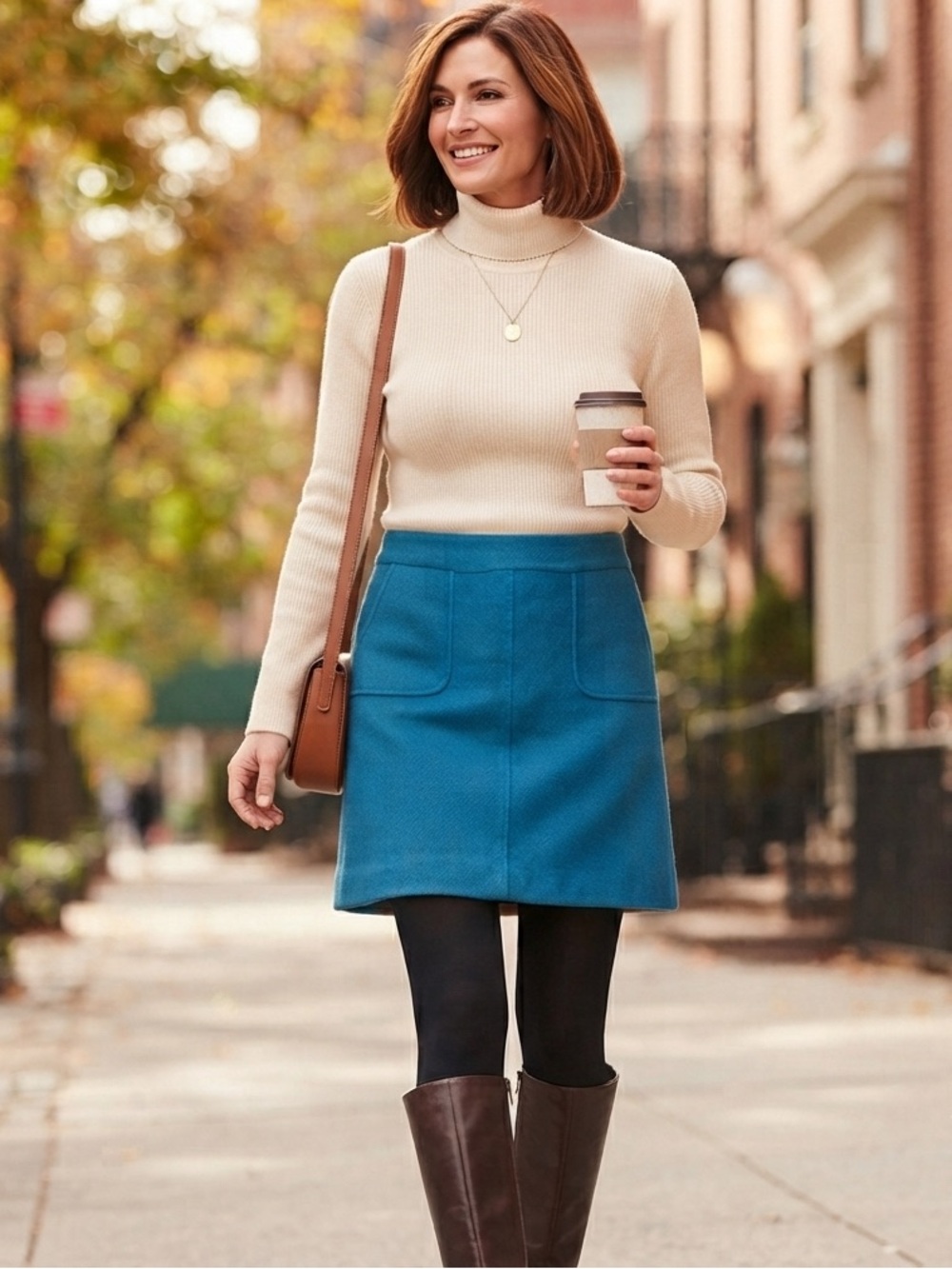 Talbots Women's Teal Blue Wool-Blend Mini Skirt with Patch Pockets, Size 4 Lined